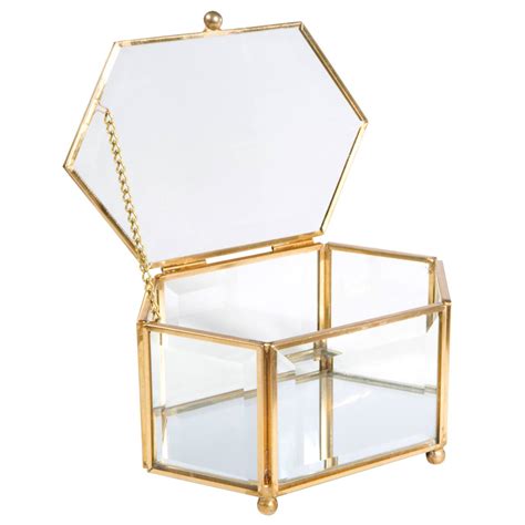 Home Details Hexagon Glass Keepsake Box 